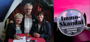 Offenbach macht von sich reden – hier der Offenbacher Oberbürgermeister Horst Schneider im Gespräch mit Edda Rössler (Agenturinhaberin ROESSLER PR) und Effi B. Rolfs (Theaterchefin Satiretheater Die Schmiere), rechts. Foto: Christoph Boeckheler